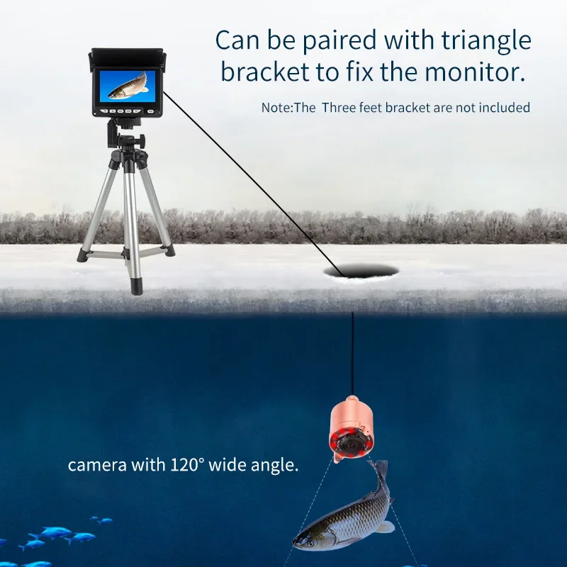 Underwater Fishing Camera 4K - 120 광각 수중 낚시 카메라, 얼음