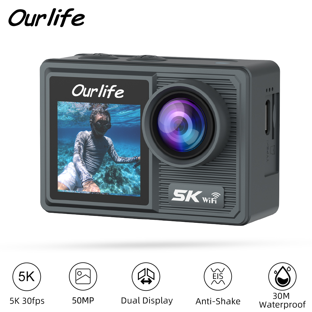 Underwater Fishing Camera 4K - 아우어라이프 액션 카메라 5K 4K 자전거