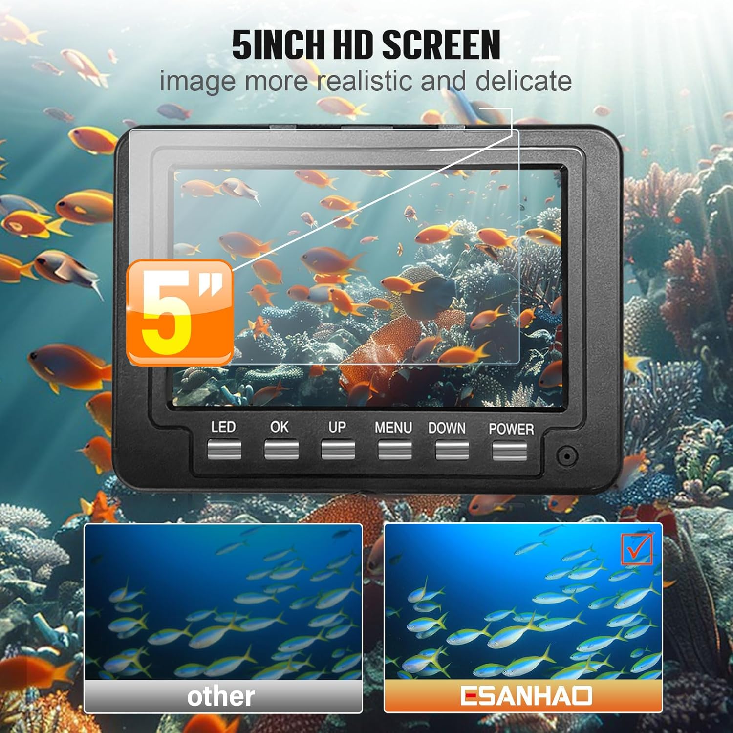 수중 낚시 카메라 - 5000mAh 충전식 배터리, 1 - Underwater Fishing Camera 4K 리뷰 및 가격