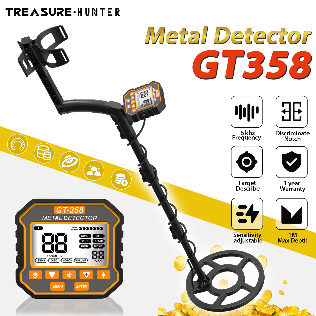 보물 탐지기 메탈 디텍터 GT358 지하 스캐너 탐지기 - Underwater Metal Detector Waterproof 리뷰 및 가격