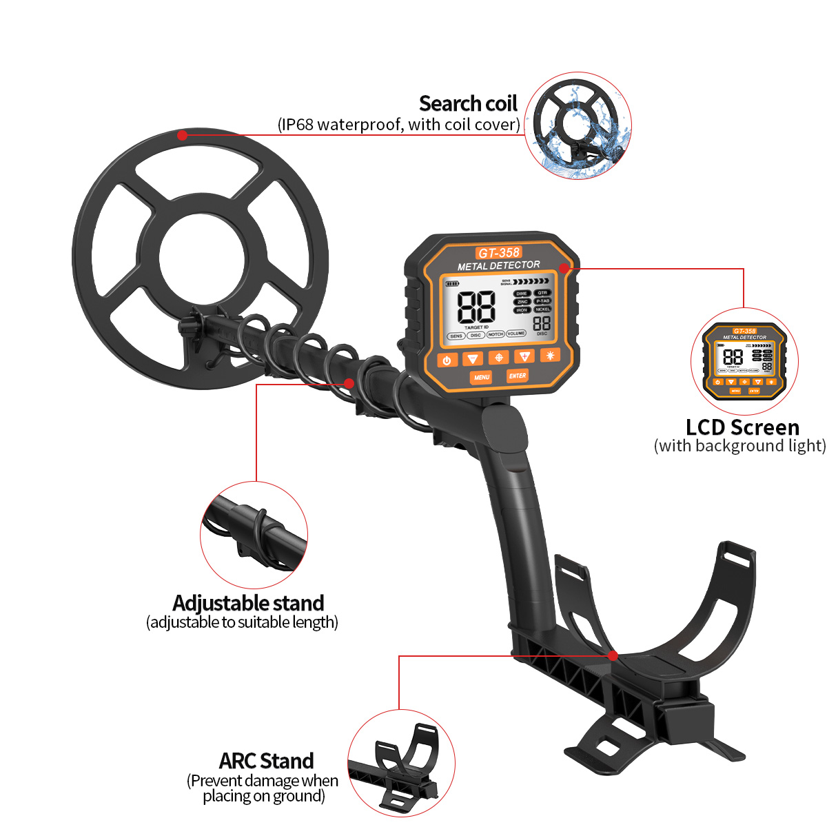 보물 탐지기 메탈 디텍터 GT358 지하 스캐너 탐지기 - Underwater Metal Detector Waterproof 리뷰 및 가격